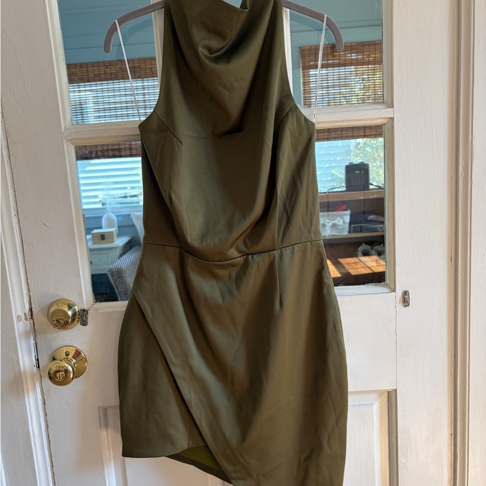 John Elliott Olive Halter Mini Dress